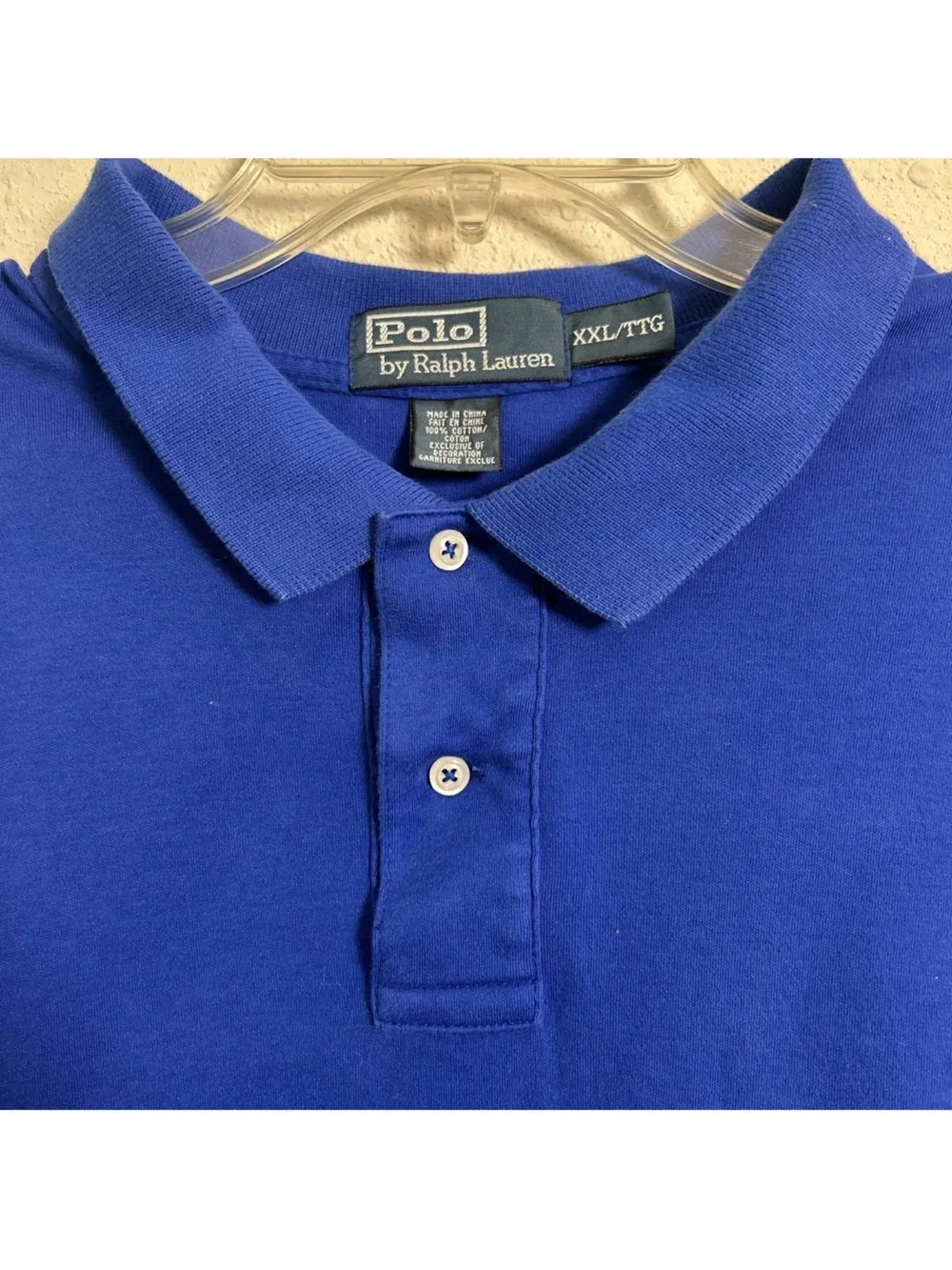 Polo Ralph Lauren Men's 2XL Heavyweight Cotton Short Sleeve Polo Shirt Blue Y2K